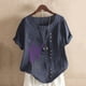 thumbnail image 2 of Gibobby Casual Playera de Manga Corta para Mujer Nueva camiseta algodón informal con estampado Retro literario y artístico elegante para mujer(Azul oscuro,M), 2 of 4