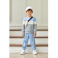 thumbnail image 3 of Arshiner Boys 2Pcs Color Block Sweatshirt & Casual Pants Fall Winter Outfits Set, 3 of 6