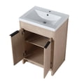 thumbnail image 6 of Freestanding Bathroom Vanity with White Resin Sink, Modern  Storage Cabinet with 2 Soft-Close Cabinet Doors, 24 Inch, Plain Light Oak+White, 6 of 9