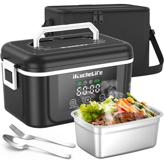 1.5L Cordless Heated Lunch Box - 18000mAh Rechargeable Electric Food Warmer with Scheduled Heating & Digital Display, Portable for Work, Office, Travel & Camping