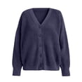 thumbnail image 5 of Meichang Oversized Cardigan Sweaters for Women Open Front Long Sleeve Chunky Cardigan Knit Sweater Fall Winter Soft Button Down Cardigans Dark Blue XXL, 5 of 9