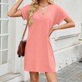 thumbnail image 5 of Holiday Dresses for Women Loose Fit Women's Nightgowns & Sleepshirts Cozy Short Sleeve Shirts V Neck Nightshirts Womens Sleepwear Pink, 5 of 9