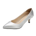 thumbnail image 2 of AUDeals Women's Kitten Heel Pumps, Lovely Slip On Dress Shoes with Pointed Toe Comfort for Bridal, Work and Wedding Wear (Silver, 8.5), 2 of 4