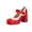 Red, variant on Black Ladies Plus Size Color Blocked High Heels Waterproof Thick Sole Thick Heel Toe Versatile Footwear