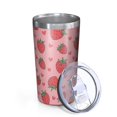 thumbnail image 2 of Pink Strawberry Plants Fruit 10oz Tumblers Stainless Steel Tumbler with Lid and Straw,Vacuum Insulated Double Wall Travel Tumbler Cups with Cleaning Brush for Coffee, Tea, 2 of 4