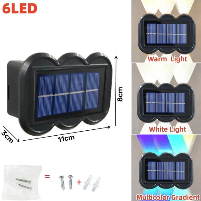 Lámpara LED Solar de pared impermeable para exteriores, iluminación luminosa de arriba y abajo para jardín, valla, decoración de balcón, luz Solar, 10/8/6/4 LED