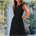 thumbnail image 5 of Women'S Summer Dresses 2025 Sleeveless V Neck Eyelet Hollow Out Swing A Line Beach Vacation Sun Dress Black XL, 5 of 7