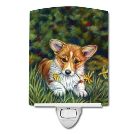 

Caroline s Treasures 7300CNL Corgi Pup and Daffodils Ceramic Night Light 6x4x3 multicolor