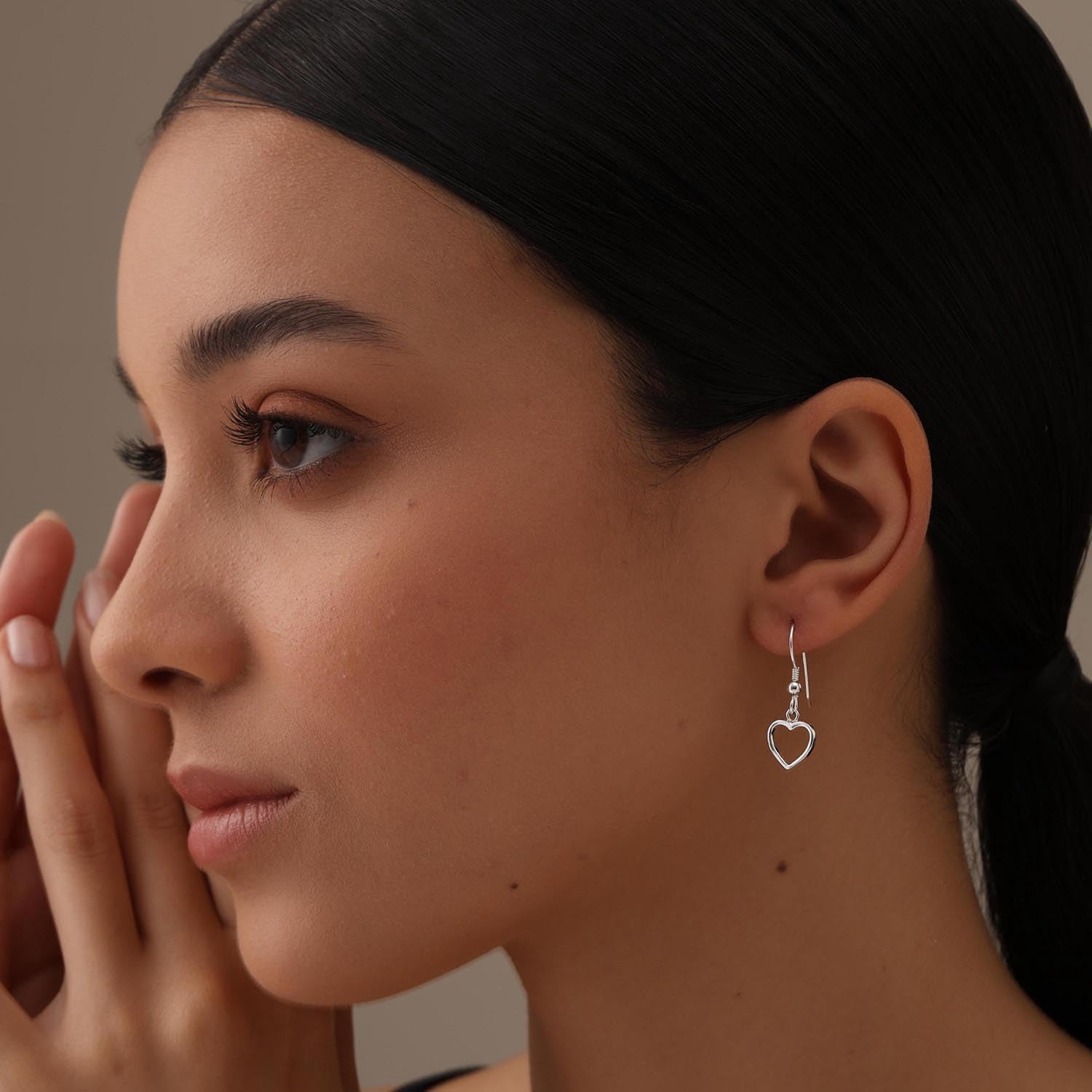 LeCalla 925 Sterling Silver Drop Dangle Earrings | French Wire Love Heart Drop Earring for Women 30 MM