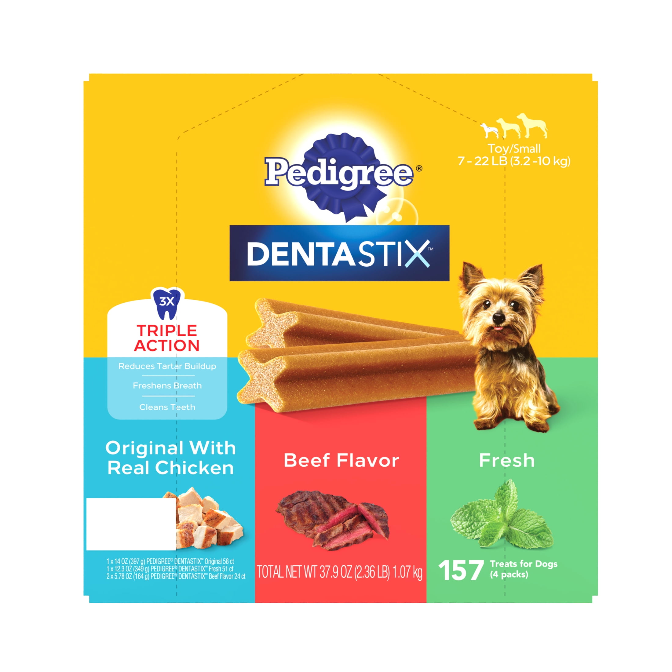 Pedigree Dentastix Dental Chews for Dogs, Small and Toy Breed, 2.36 lb. Variety Pack