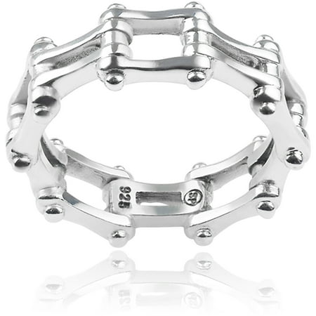 Daxx Men's Sterling Silver Bike Chain Fashion Ring