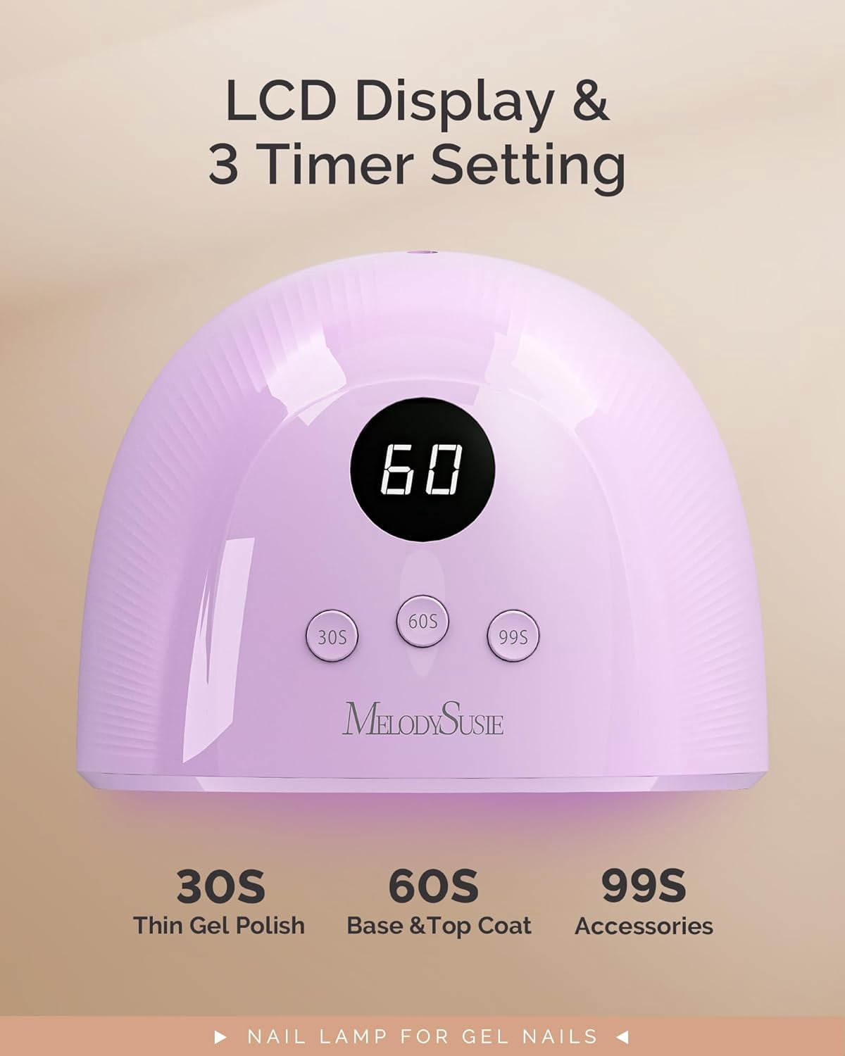 MelodySusie UV Nail Lamp, PLUS30F UV Light for Gel Nails True 36W Professional LED Nail Dryer with 3 Timer, Smart Sensor, LCD Display,Purple
