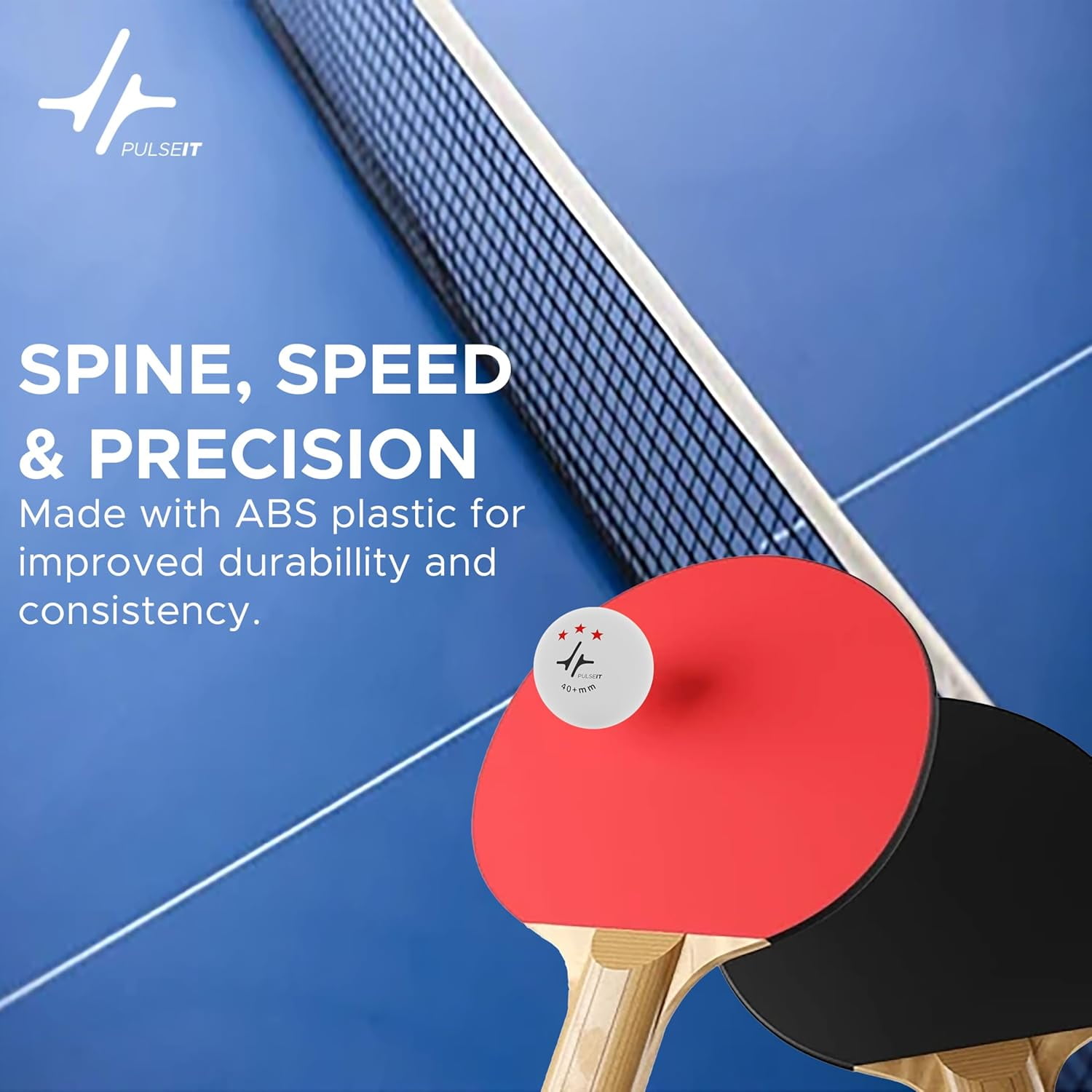 Spin - High Performance Table Tennis Balls, 40+ for Professional Matches, 3-Star Ping Pong Balls for Kids & Adults Training, Durable ABS Plastic (White) (Pack of 3)