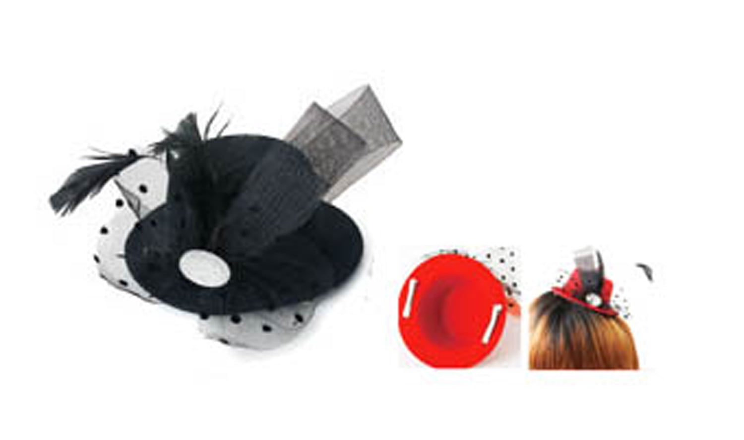 Mini Derby Hat Hair Clip - Clip On Hair Bowler Hat (Black) 