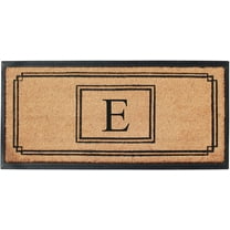 A1 Home Collections Rubber & Coir Mat, Heavy Duty, Extra Large, Front Door Mat 24"X48", Black/Beige Doormat Monogrammed E