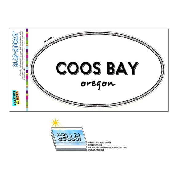 Coos Bay, OR - Oregon - Black and White - City State - Oval Laminated Sticker