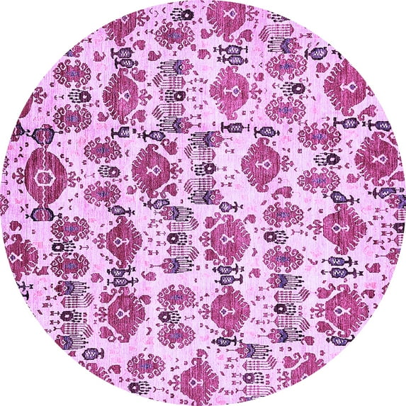 Ahgly Company Indoor Round Abstract Purple Modern Area Rugs, 8' Round