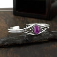 thumbnail image 5 of 925 Silver Plated Natural Amethyst Cuff Bangle Bracelet for Women – Handmade Open Bangle – Purple Gemstone February Birthstone Statement Jewelry – Gift for Her, 5 of 5