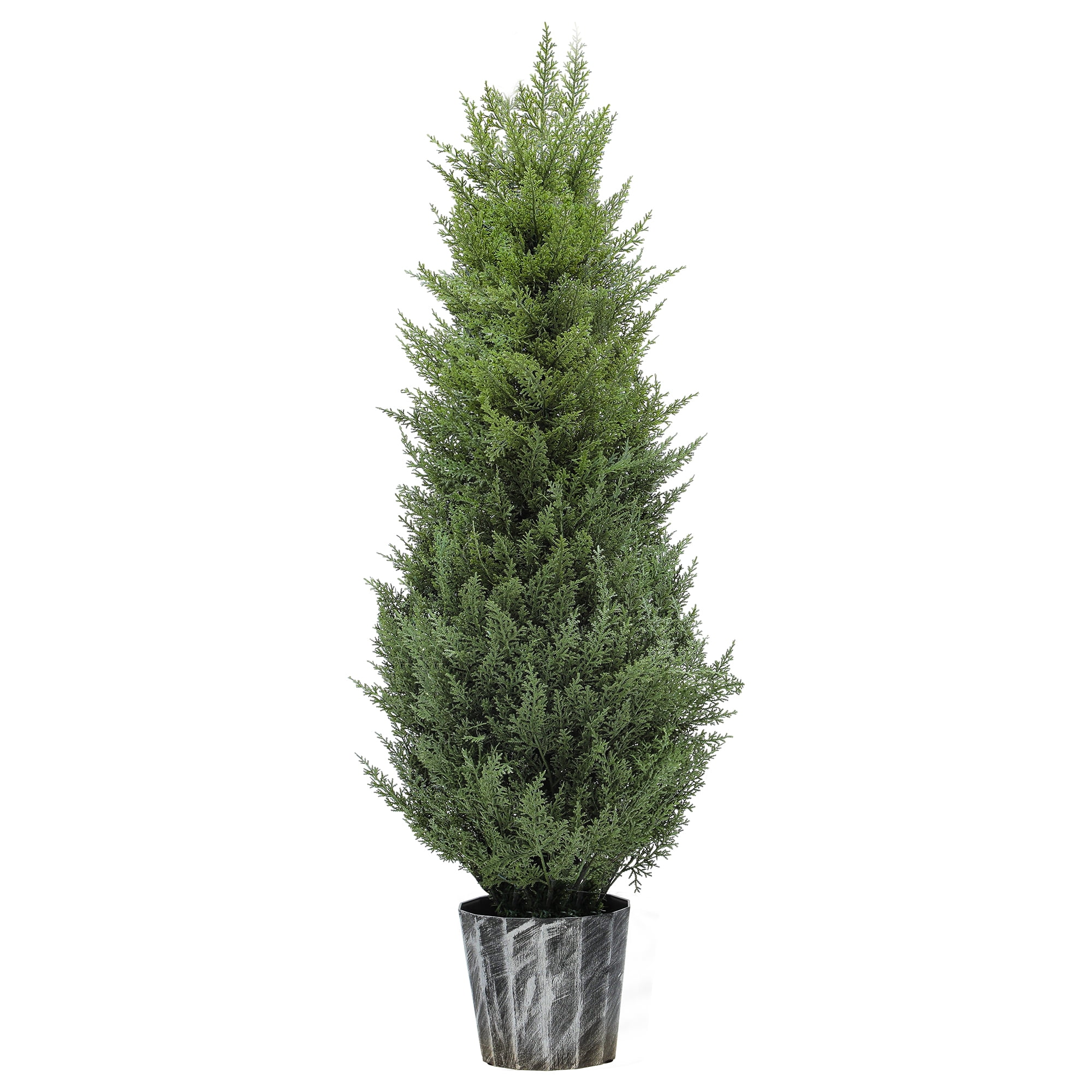 Uforic 4FT Artificial Cedar Topiary Tree ,Outdoor UV Resistant Artificial Cedar Tree Potted Plants with red Berries,for Home, Porch, Office Decor,1 Pcs
