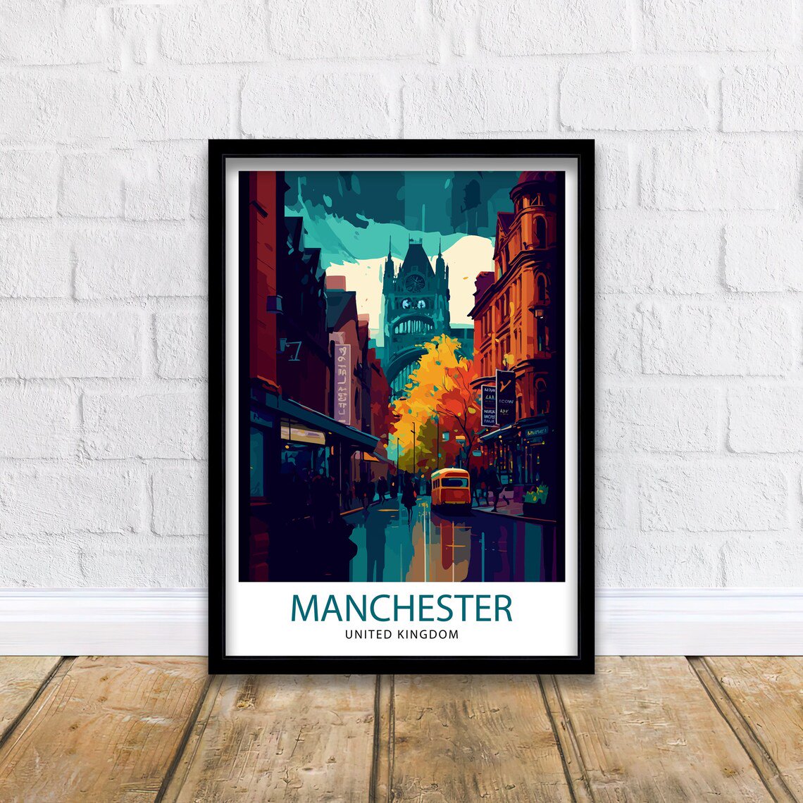Manchester Cityscape Print, Vibrant Travel Poster, Poster Only