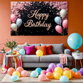 thumbnail image 5 of Yatrandify Floral Party Backdrop Happy Birthday Banner Pastel Balloons Photo Prop for Celebration Birthday Party Event Decoration, 5 of 8