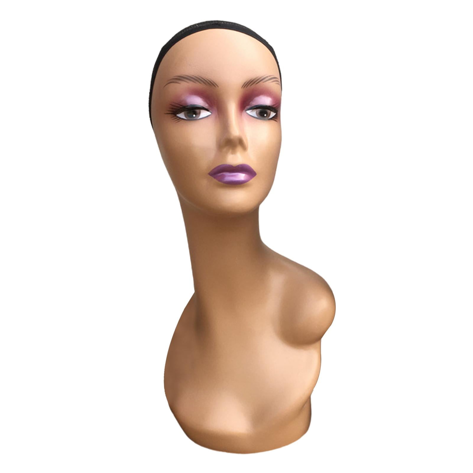 Female Mannequin Head, Manikin Long Neck Durable Multipurpose with Makeup, Professional Display Model for s Displaying Making Styling Style A