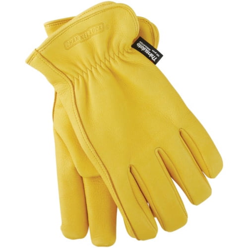 MADE IN THE USA MEN'S GOLDENROD  DEERSKIN LEATHER LONG CUFF GAUNTLET GLOVES 