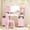 Pink, variant on Rease Kids Vanity Table, 2 in 1 Girls Vanity Set with Mirror and Lights, Princess Makeup Vanity Desk & Chair Set with Open Shelves, Wooden Pretend Playset, Pink