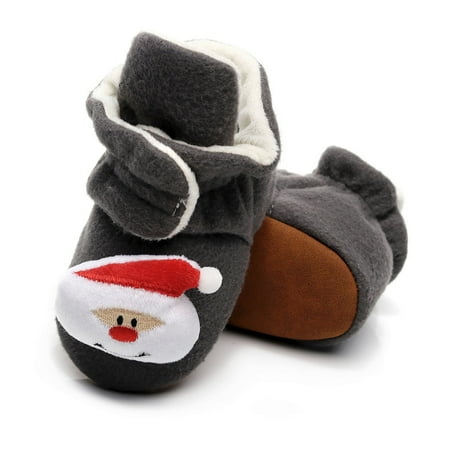 

TALKVE Christmas Toddler Kids Baby Girls Boy Plush First Walk Slip-On Winter Keep Warm Shoes
