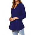 thumbnail image 3 of Nlife Women Solid Color 3/4 Sleeve V Neck Shirt, 3 of 10