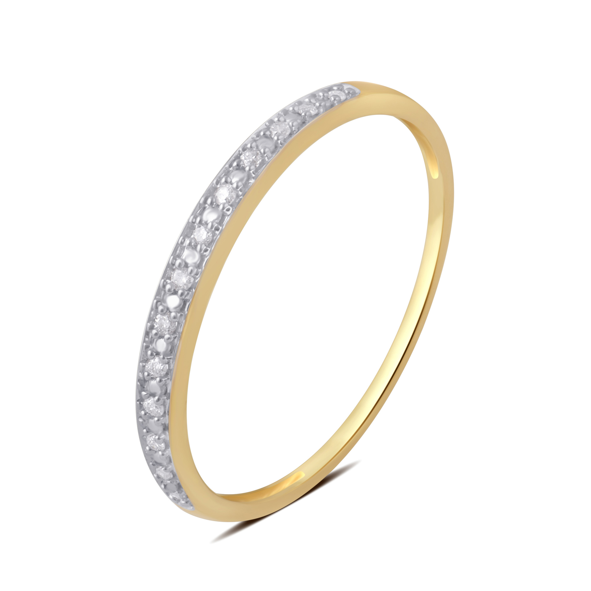 Arista Round Diamond Accent Women's Fine Prong Set Classic Wedding Band in 10K Yellow Gold (I-J, I2-I3)