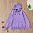 thumbnail image 2 of Generic 2024 New Jacket Children's Kids Child Toddler Boys Girls Solid Long Sleeve Patchwork Hooded Thickened Warm Sweatshirt Pullover Blouse Tops Outfits Clothes(13-15 Years,Purple), 2 of 4