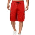 thumbnail image 5 of WREESH Men's Cargo Shorts Drawstring Elastic Waist Pocket Hoodie Overalls Sport Shorts Quarter Shorts Outdoor Workout Shorts Red, 5 of 9