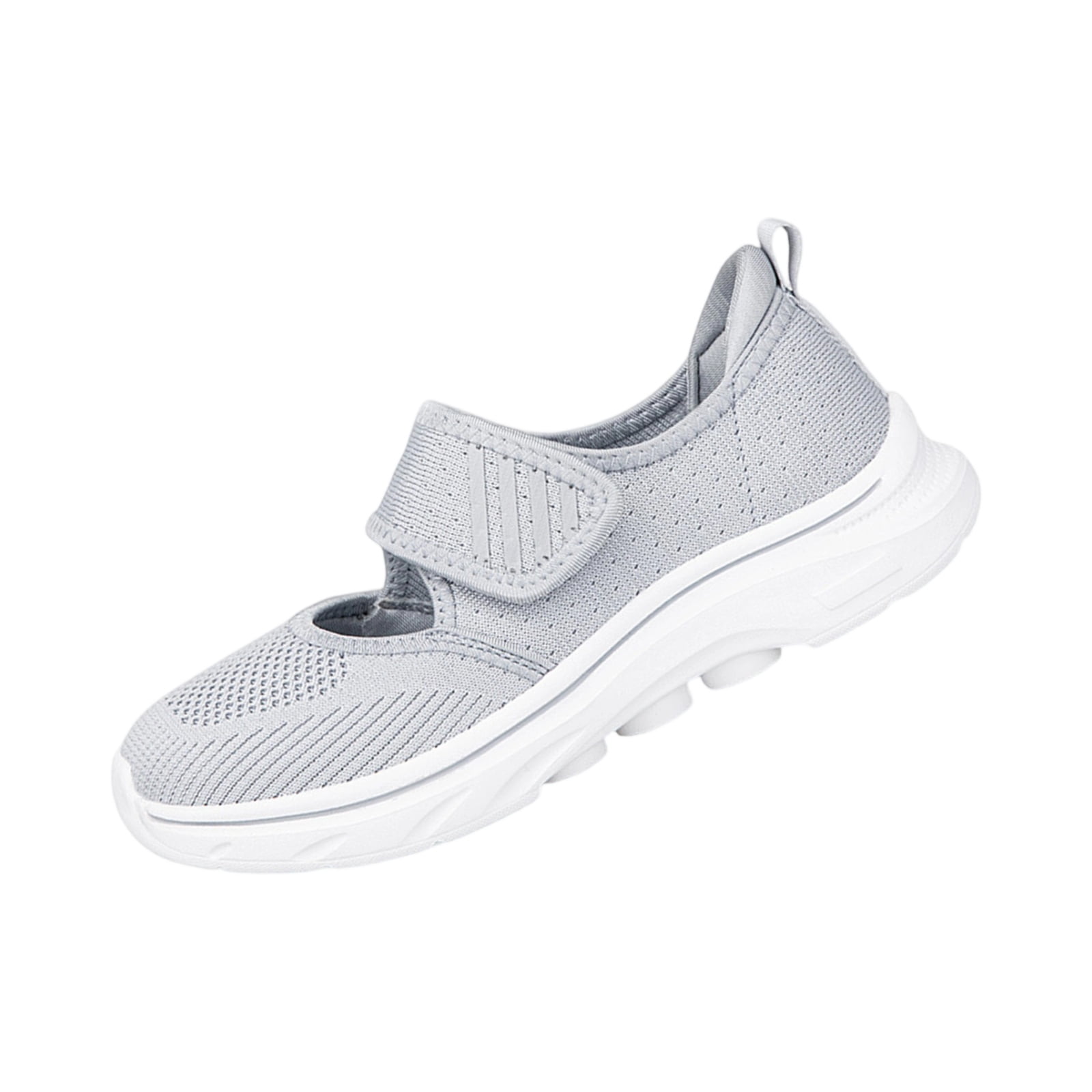 NexTorq Woman Sneakers, Women's Mesh Adjustable Nurse Shoes Comfortable Hollow Breathable Working Orthotic Wedges Mary Jane Lightweight Out Granny Non-Slip Walking Shoe Light Gray 8