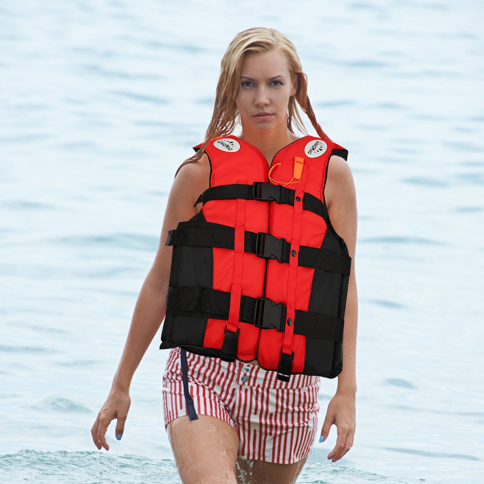 XIAOLE Swim Vest for Adult, Women Men Buoyancy Jacket, Float Jacket with Adjustable Safety Strap & Whistle, Portable Snorkel Vest for Swimming, Snorkeling, Kayaking, Paddle, Boating (XL, Red)