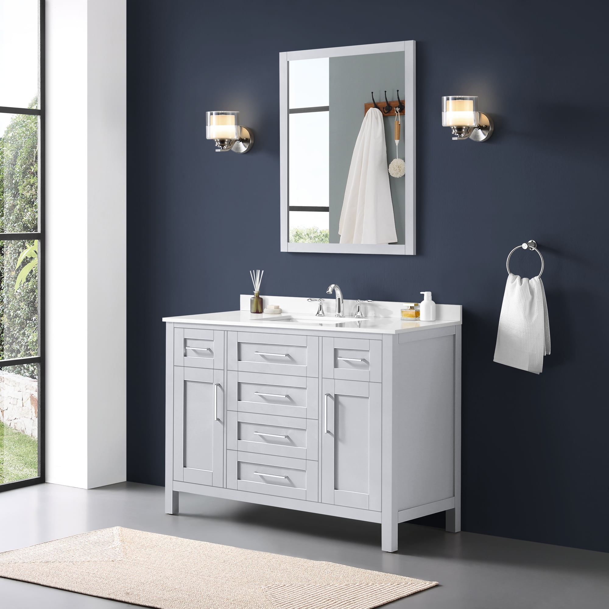 Ove Decors Tahoe 48 W x 21" D Freestanding Bathroom Vanity with Sink and Mirror, Dove Gray