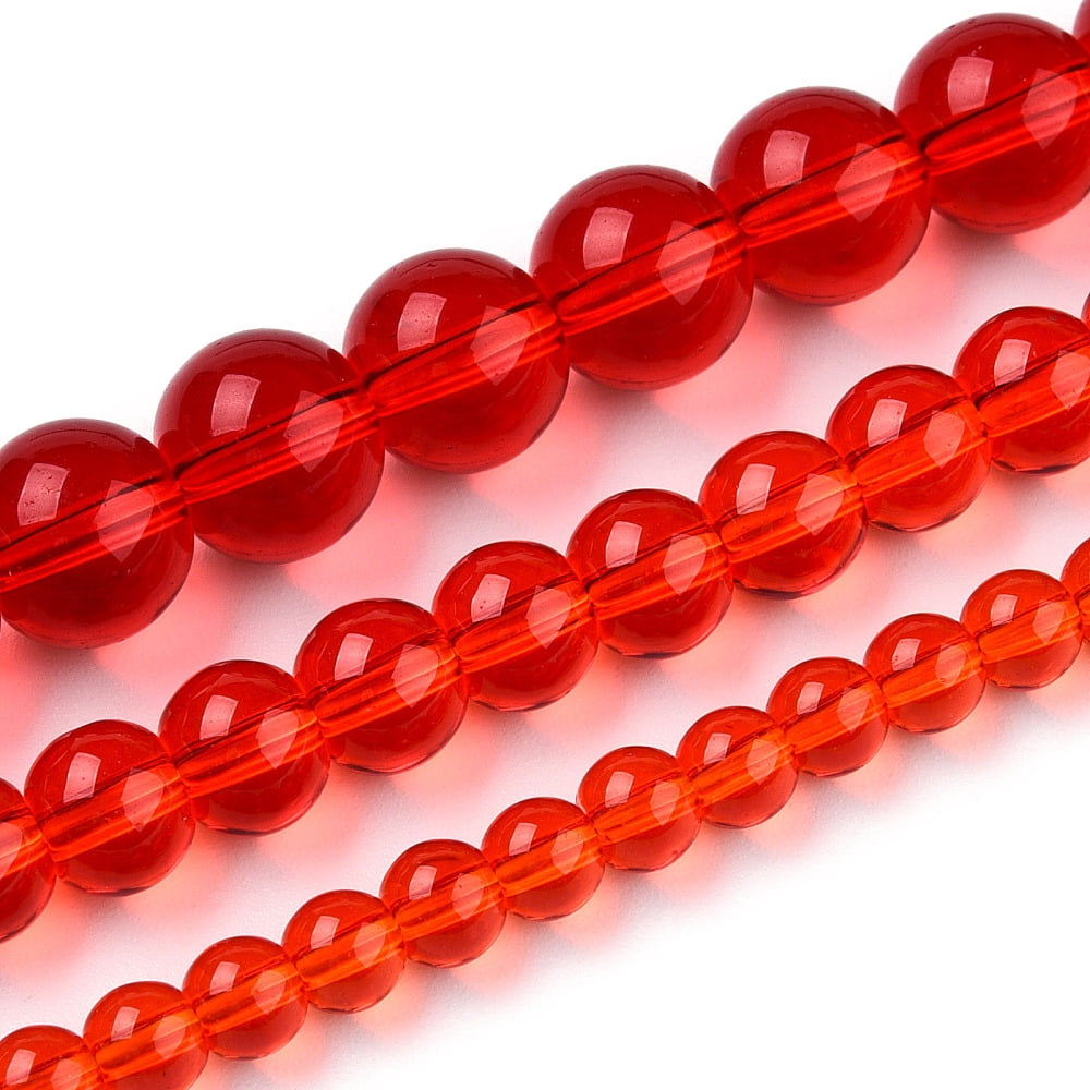 20 Strand Transparent Glass Beads Strands Round Red 8~8.5mm Hole: 1.5mm 51~53pcs/strand 14.96 inch~15.55 inch(38~39.7cm)