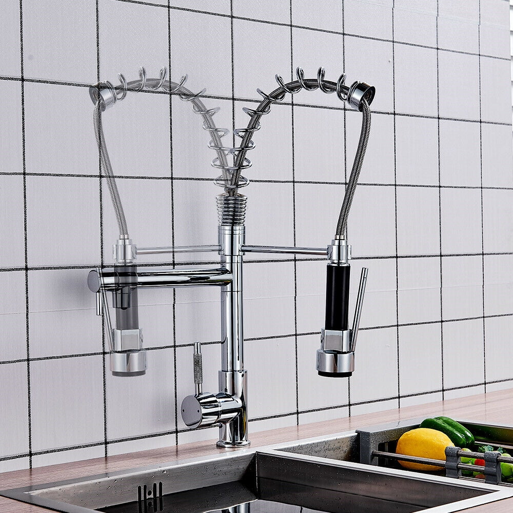 Senlesen Chrome Kitchen Faucet 360Swivel Single Handle Pull Down Sprayer Kitchen Mixer