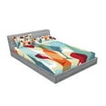 thumbnail image 2 of Ambesonne Wine Fitted Sheet & Pillow Sham Set, Modern Colorful Art, Queen, Pale Blue Ruby Orange, 2 of 2