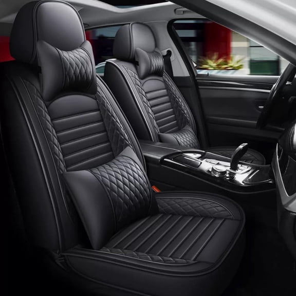 WRWolf Car 5-Seat Covers Front & Rear Full Set for Ford Bronco Sport 2021-2026 PU Leather Seat Cushion Protector Waterproof Black