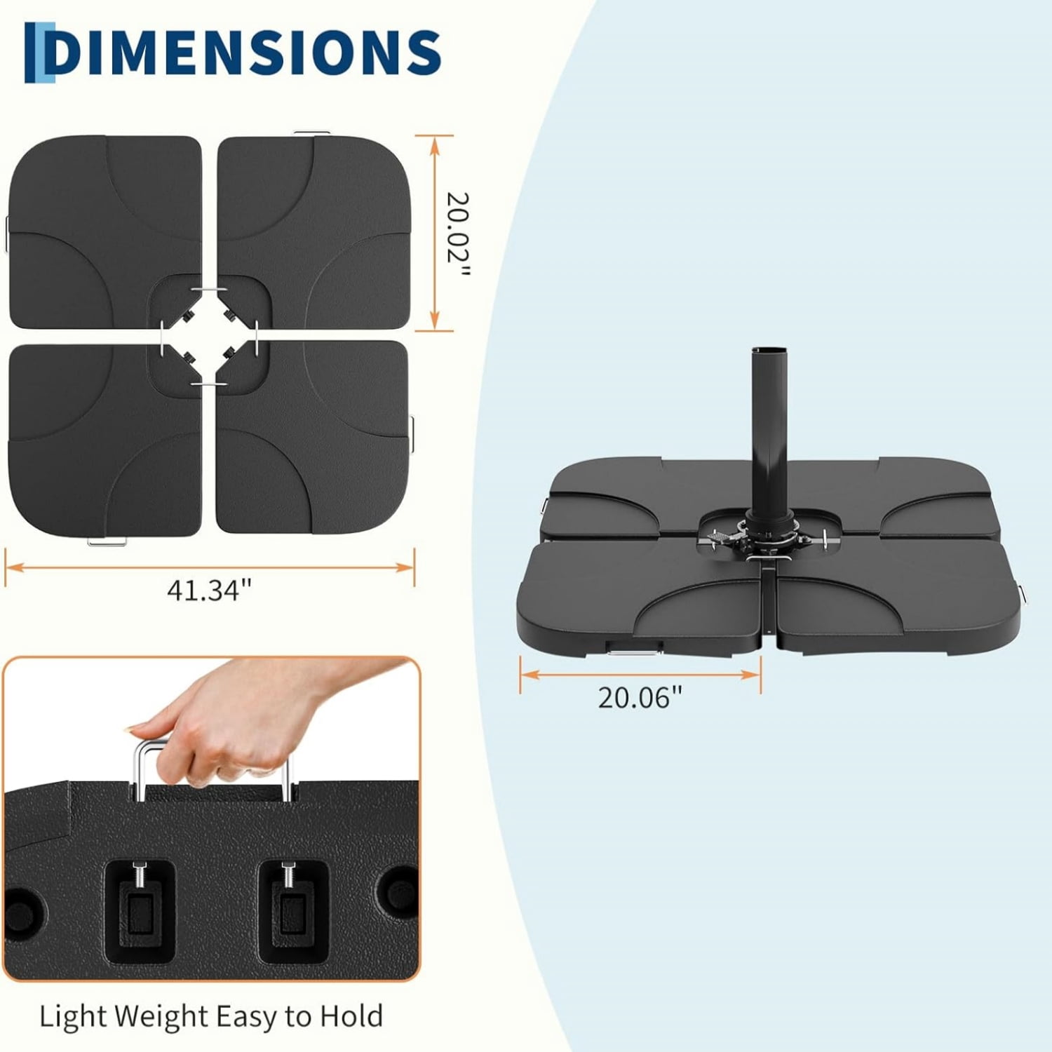Riedhoff 4 pcs Patio Umbrella Base for 10 to 15 ft Umbrellas, Black