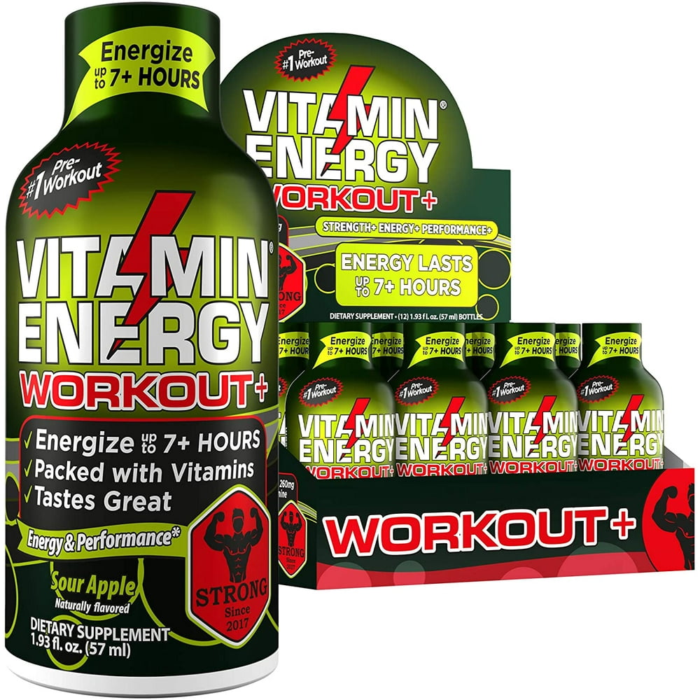 (12 Pack) Vitamin Energy® Workout+ PreWorkout Booster Energy Shots
