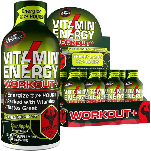 (12 Pack) Vitamin Energy® Workout+ PreWorkout Booster Energy Shots