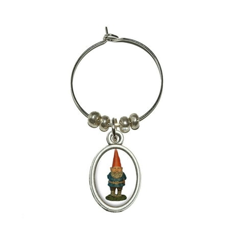 

Garden Gnome Oval Wine Glass Charm