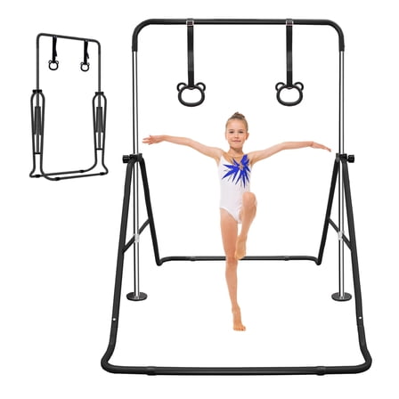 Black Multi-Functional Adjustable Height Children's Horizontal Gymnastic Bar With Bear Rings