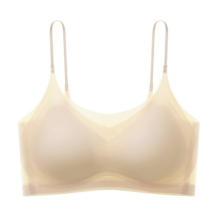 

Women 3/4 Cup Thin Bra Underwear Seamless Ice Silk Sling Beauty Vest Wireless Bra Thin Shoulder Strap Tube Top Bras Womens Bras Comfortable No Wire