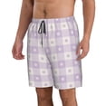 thumbnail image 2 of Naloa Floral Purple Buffalo Plaid Men's Beach Shorts, Surfing shorts, Swim trunks, Quick Dry Swim Trunks for Surfing Beach Fun - X-Large, 2 of 9