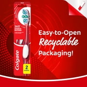 Colgate 360 Advanced Whitening Toothbrush Pack, Medium Adult Toothbrushes, 2 Pack