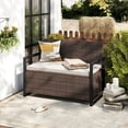 thumbnail image 4 of Costway Banc de Rangement pour Patio en Osier Causeuse avec Rangement Intégré et Long Coussin de Siège Brun, 4 of 10