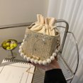thumbnail image 3 of Mini Bolso Hombro Tipo Bandolera Con Cordón Bolsos Perlas Verano Tejidos Flores para Mujer, 3 of 9